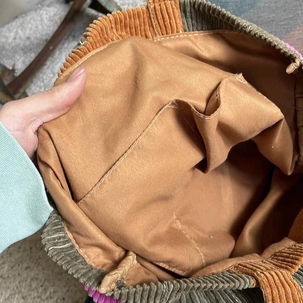 BDG Patchwork Tote Bag - Pink, Green, and Brown - Picture 11 of 14